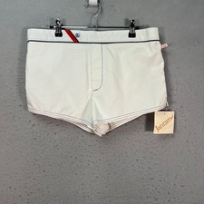 Vintage Jantzen White Swim Trunks w/ Contrast Trim Mens Size 38 Made In USA NEW picture