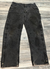 Vintage Carhartt Double Knee Pants Mens Size 36 x 34 Quilted Black B194 BLK picture