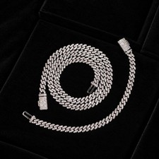6mm Lab-Created Moissanite Iced Cuban Link Chain 925 Sterling Silver Men 18-24in picture