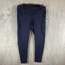 Ideology Womens Leggings 1X 7/8 Length High Rise Navy Pockets Performance Gym picture