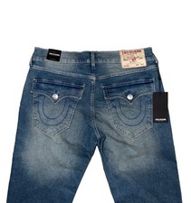 NWT True Religion Geno Flap Men's Relaxed Slim Jeans Size 34x32 Caramel Wash picture