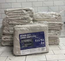 (10pk) Everbilt  BARI-DP8-4.15 4 ft. x 15 ft. Medium Duty Canvas Drop Cloth picture
