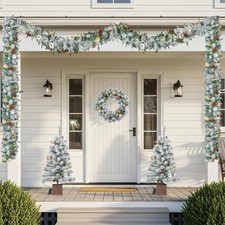 Pre-lit Holiday Decoration Set with Warm White LED Lights,Snow-Flocked Artificia picture