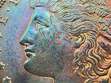 1921 Morgan Silver Dollar Coin Final Yr, TRUE Monster Toned Gem Luster 
