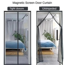 Magnetic Screen Door Mesh Curtain Durable Heavy Duty Mosquito Net Bug Hands Free picture