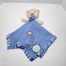 Carter's Classics Lovey Bear Plush Satin Trim Blanket Blue Hug A Bear Vintage picture