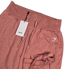 Gymshark NEW Ark High Waisted Joggers Women Large Deep Blush Marl Tie Cuff Crop picture