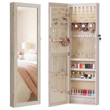 Lockable Jewelry Cabinet Organizer w/Full Length Mirror,Wall Mount Hanging Door picture