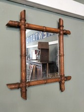 19th Century Antique Faux Bamboo Wall Hanging Mirror Decorative Original Plate picture