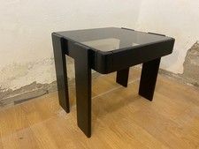 Vintage Meblo Style Nesting Side Table Smoked Glass MCM Yugoslavia 1970s picture