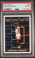 1993 Topps Michael Jordan Reigning Playoff MVP Insert PSA 8 Chicago Bulls #199 picture
