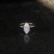6x12mm Marquise D-Color Moissanite Ring S925 Silver picture