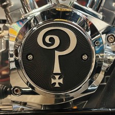 Indian Larry, 2 Hole 'Question Mark' Tip Cover. Black/Aluminum 70-99 Big T... picture