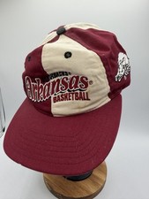 VTG 1990s Arkansas Razorbacks Basketball Snapback Hat Twins Enterprise Grey Brim picture