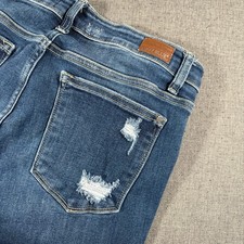 Judy Blue Skinny Fit Jeans Women 11/30 Blue Distressed Raw Hem JB82265DK picture