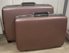 Vintage Metallic American Tourister Luggage Hardside Pink Rose Mauve Set of 2 picture
