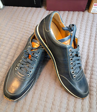 Magnanni Men's Blue Leather Lace-Up Sneakers Round Toe Casual US 8 picture