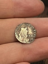RARE 1637-42 20 Pence Charles I Scotland British Silver Old Coin Crown Bust picture