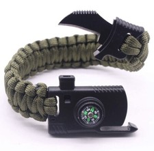 Paracord Survival Hiking Bracelet Fire Starter Compass Whistle, Cut (2pack) picture