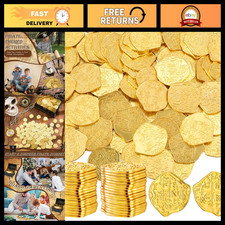 200Pcs Gold Pirate Coins - Irregular Metal Treasure for Parties & Collectibles picture