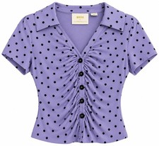Maeve by Anthropologie Polka Dot Button Front Top S picture