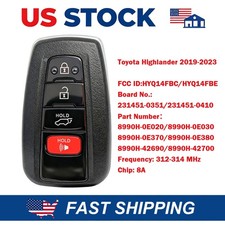 For Toyota Highlander 2019-2023 Key Fob HYQ14FBC HYQ14FBE 312-314MHz 8A picture
