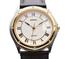 [NEAR MINT] Vintage Seiko Lucent 7N01-6510 Gold 32mm Qz Roman Men's Watch Japan picture