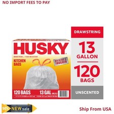 Husky 13 Gallon Tall Kitchen Drawstring Bags, 120 Bags New picture