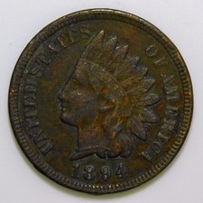 1894 Indian Head Cent 1c VF details k606 picture