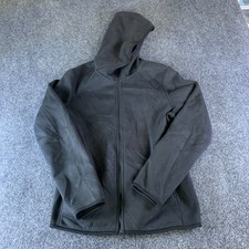 Uniqlo Hooded Jacket Mens Large Black Good Fleece Lined Full Zip 241-409212 picture