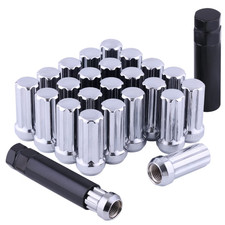 24 PC 14X1.5 Lug Nuts Chrome 7-Spline Compatible with Chevy GMC Aftermarket Whee picture