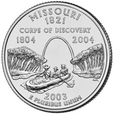 2003 P Missouri State Quarter.  Uncirculated from US Mint Roll picture