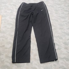 Vintage Nike Track Pants Mens Medium Black Lined Silver Tage Y2k Drawstring picture