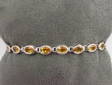 4.18CT Oval Citrine Bezel Set Bracelet 14 Karat White Gold 7
