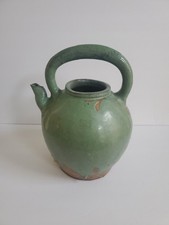 Antique 19th Century French Green Glazed Terracotta Gargoulette Water Jug   picture