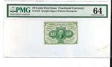 Fr-1243 $0.10 First Issue Fractional Currency - 10 Cents - Graded PMG Unc 64 picture