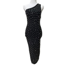 Bella Barnett Faux pearl beaded bodycon asymmetrical cocktail dress in Small picture