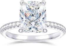 Lispark 14k Moissanite Solid White Gold Wedding Ring 3.0 CT Cushion Cut picture