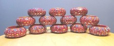 Vintage artisan crafted napkin rings lacquer resin glittered multi-colored 12  picture