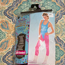 Rubie's 1980s Workout Costume Set Adult Standard Pink/Blue Headband Leg Warmers picture
