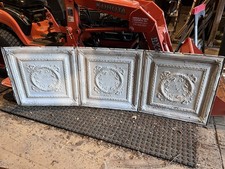 Antique Pressed Tin Ceiling Panel 6’ LONG, 1880’s Architectural Salvage White picture