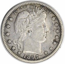 1897-S Barber Silver Quarter EF Uncertified #846 picture