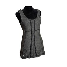 Lululemon Run Free Ruffle Back Tank Top Size 6 Gray Black Gym Workout Athletic picture