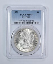 1921 Morgan Silver Dollar MS65 PCGS Blue Label picture