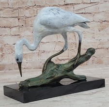 Signed Original Milo Crane Bird Bronze Art Deco Sculpture Statue Figurine Figure picture