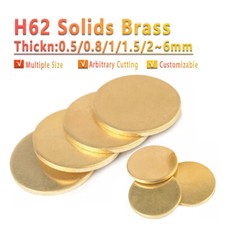 H62 Solid Brass Discs Plate Round Sheets Thick 0.5/1/1.5/2/3/4/5/6mm OD 10~300mm picture