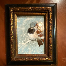 Original Max Karp Signed Enamel on Copper Painting - Snowbird Mid Century Modern picture