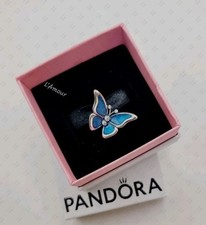 Authentic Pandora 925 Ale Blue Oversized Butterfly Charm 793747C01 w/ Box E41  picture