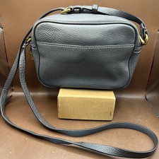 J.Crew Gray Pebbled Leather Crossbody Camera Bag Shoulder Purse Brass Hardware picture