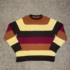 Vintage Gap Sweater Brown Burgundy Striped Wool Y2K Crewneck Heavy Mens XL Fall picture